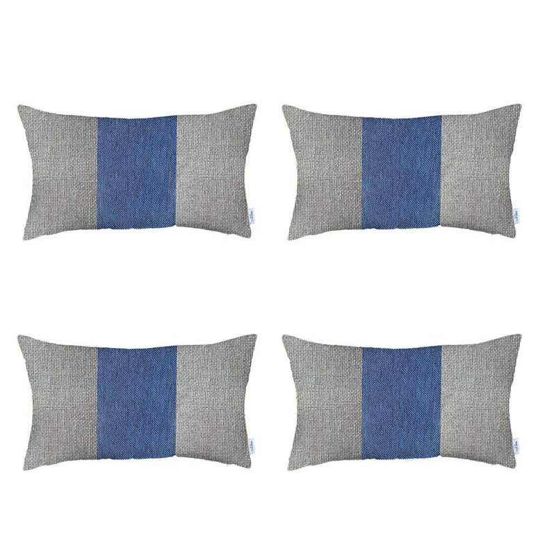 Decorative Jacquard Rectangular Pillow Cover, White/Blue