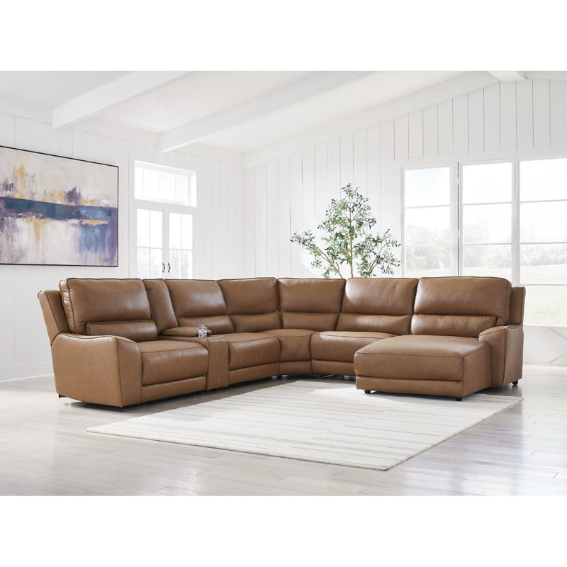 Posey 6-Piece Power Reclining Sectional With Chaise, Left Hand Facing