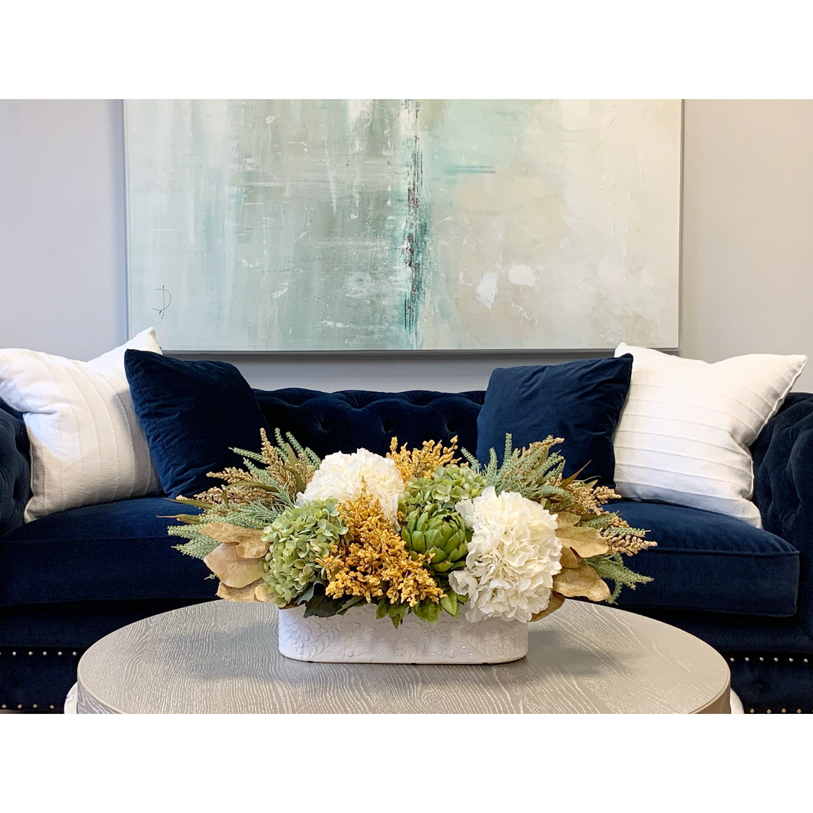 Polysilk Hydrangea Arrangement in Pot