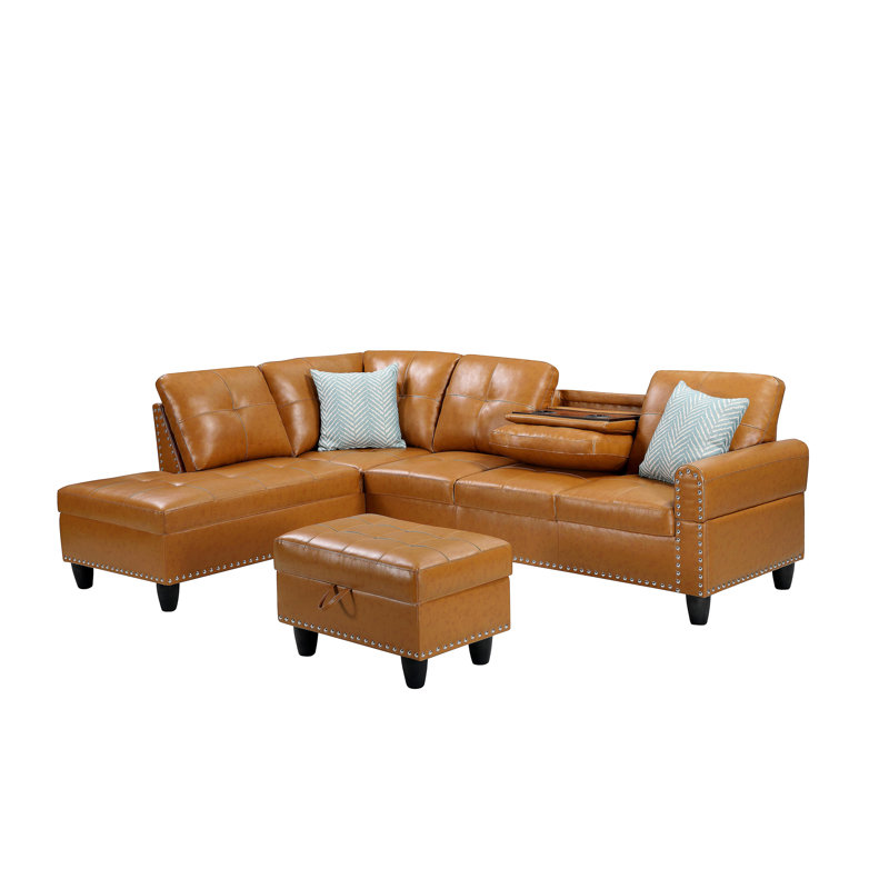 Canapé modulaire en similicuir avec repose-pieds Irine