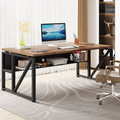 Bureau 63 pouces Moden Compute avec tablette de rangement, bureau d'écriture pour poste de travail