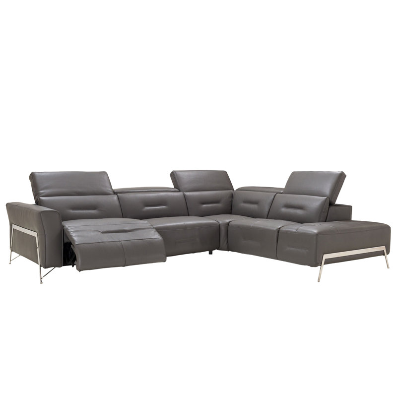 Canapé modulaire en cuir gris foncé, Orienté à droite