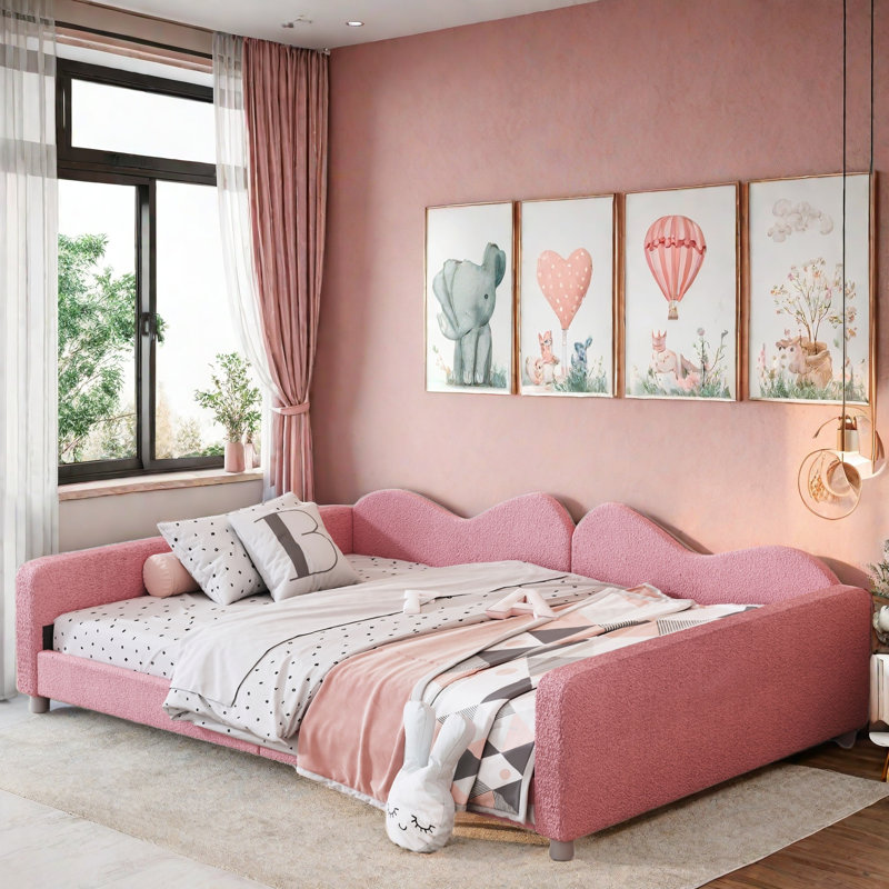 Gagalis Upholstered Gagalis With Cloud-shaped Backrest, Full/Double, Pink