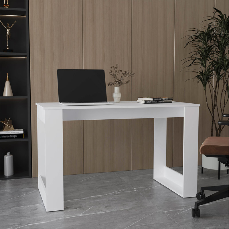 Bureau d'écriture 120, bureau personnel, blanc, Blanc