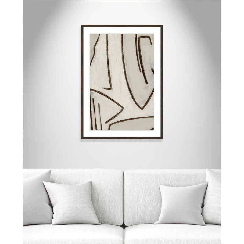 Dessin au trait - Peinture encadrée, L 25,5 po x H 35,5 po, Encadrement beige