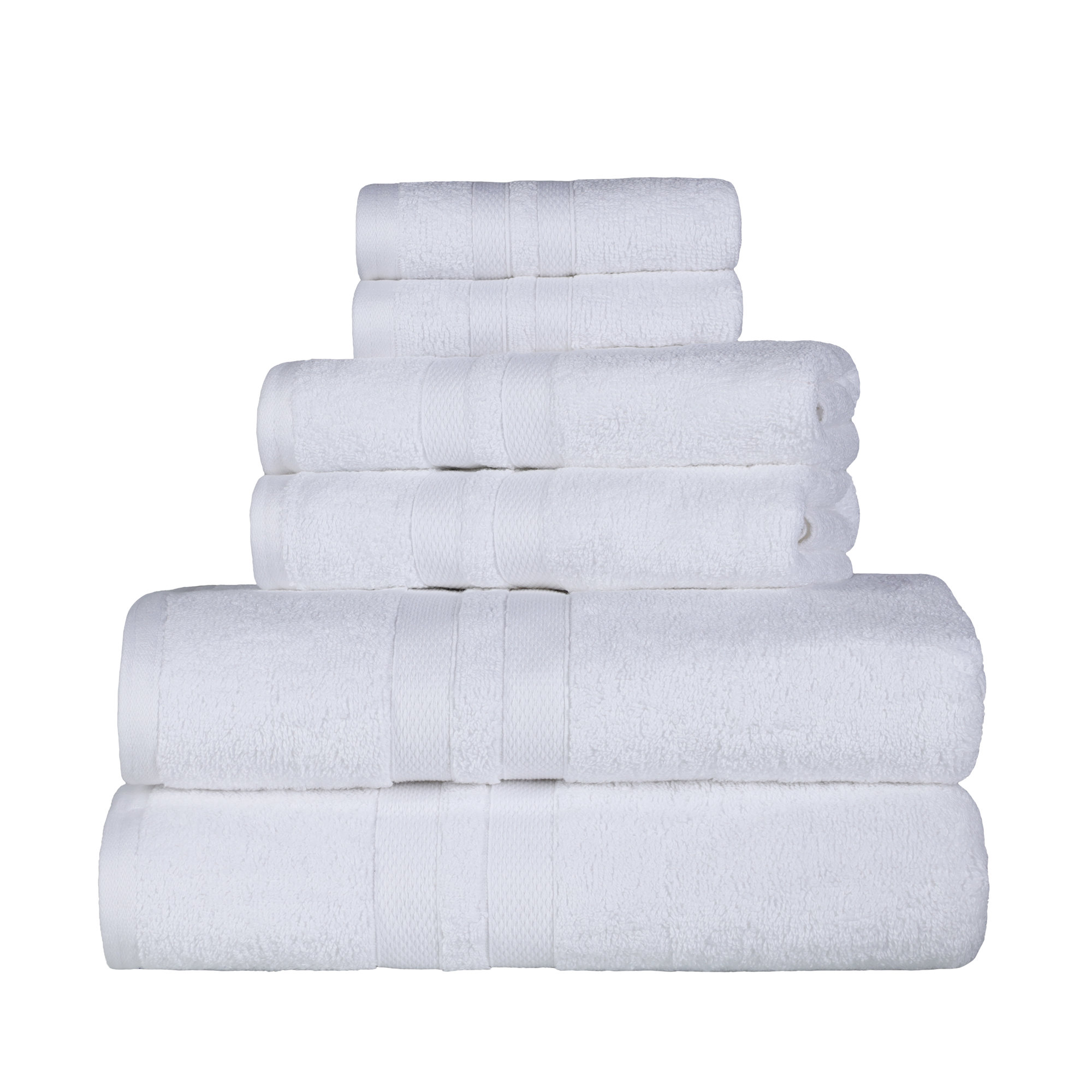 Amoy Soft 6 Piece 100% Cotton Towel Set, White