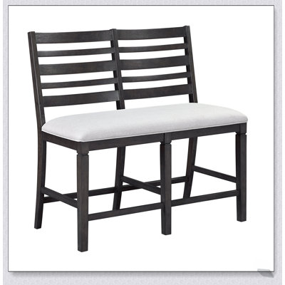 Banc de hauteur comptoir classique de style espresso foncé avec assise rembourrée et dossier en bois pour salle à manger