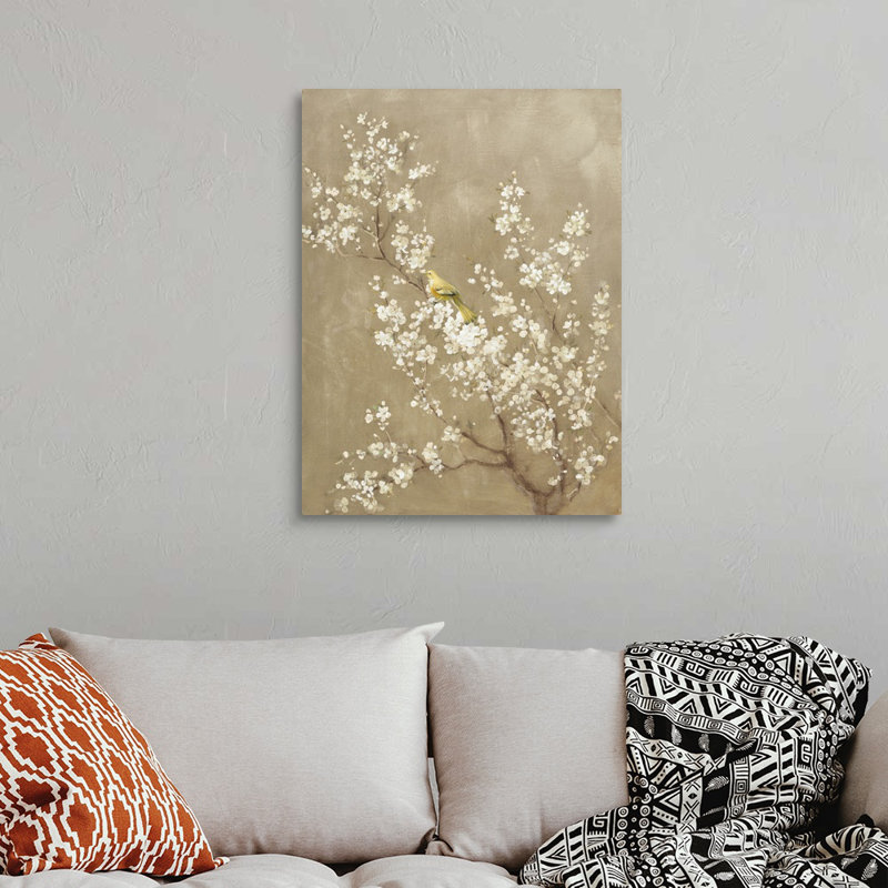Art mural sur toile blanche, cerisier blanc, Toile tendue, H 32 po x l 24 po