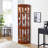 Walnut Corner Curio Cabinet With 5 Shelves And Dimmable Lighting 5-Shelf Lighting, Walnut Finish Top-1411419536