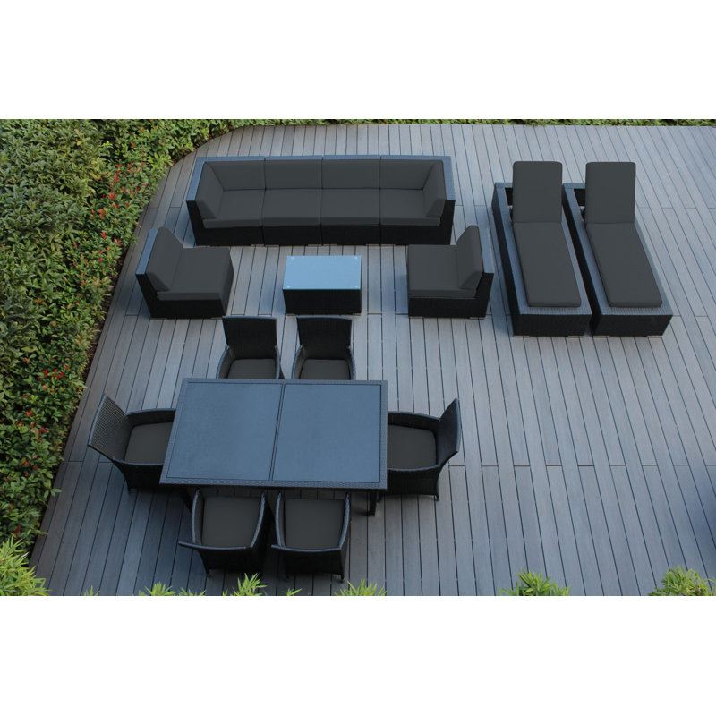 Pavior 14 - Person Patio Conversation Set with Cushions, Polyester Brown, Black Sunbrella®