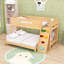 Lit superposé en bois avec tablettes, garde-robe ouverte, garde-corps et dispositif d'escalade-1068831758-1068831759