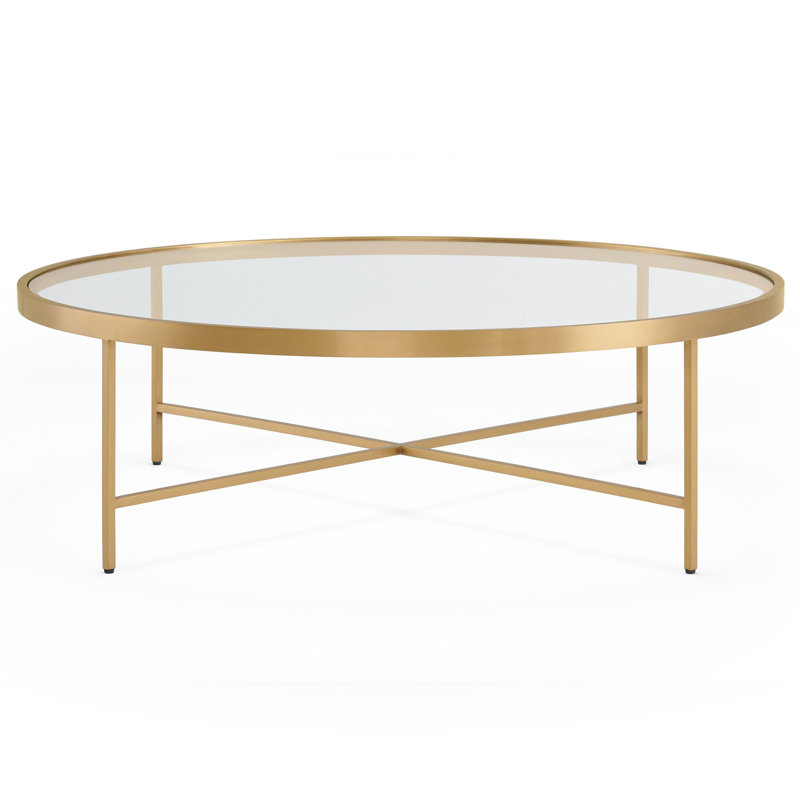 Vienna Large Round Coffee Table - Glass Top, Brushed Brass