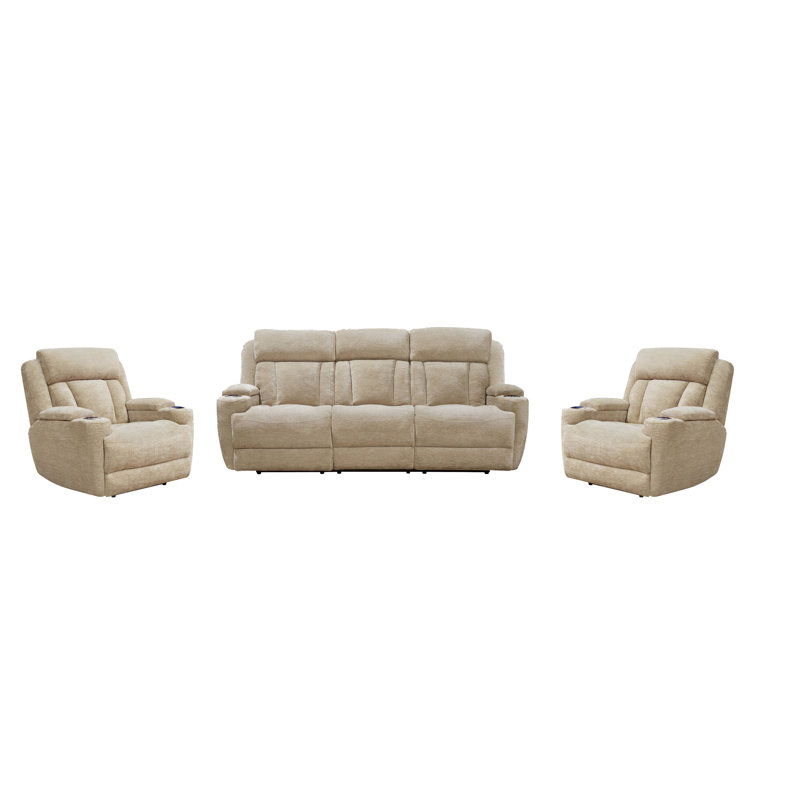 Canapé inclinable Pul Power et deux fauteuils inclinables, Fauve chanceux