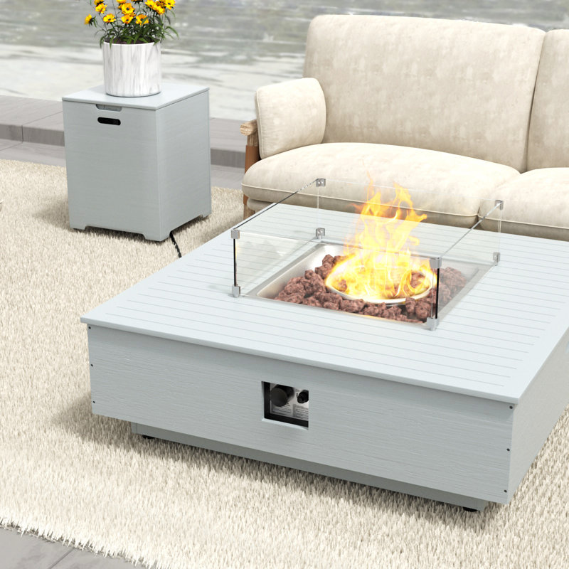 Shantana Square Propane Fire Pit Table, Gray