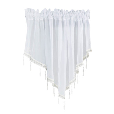 Rideau de fenêtre à motif floral en dentelle avec bords festonnés et passe-tringle Kohnieu