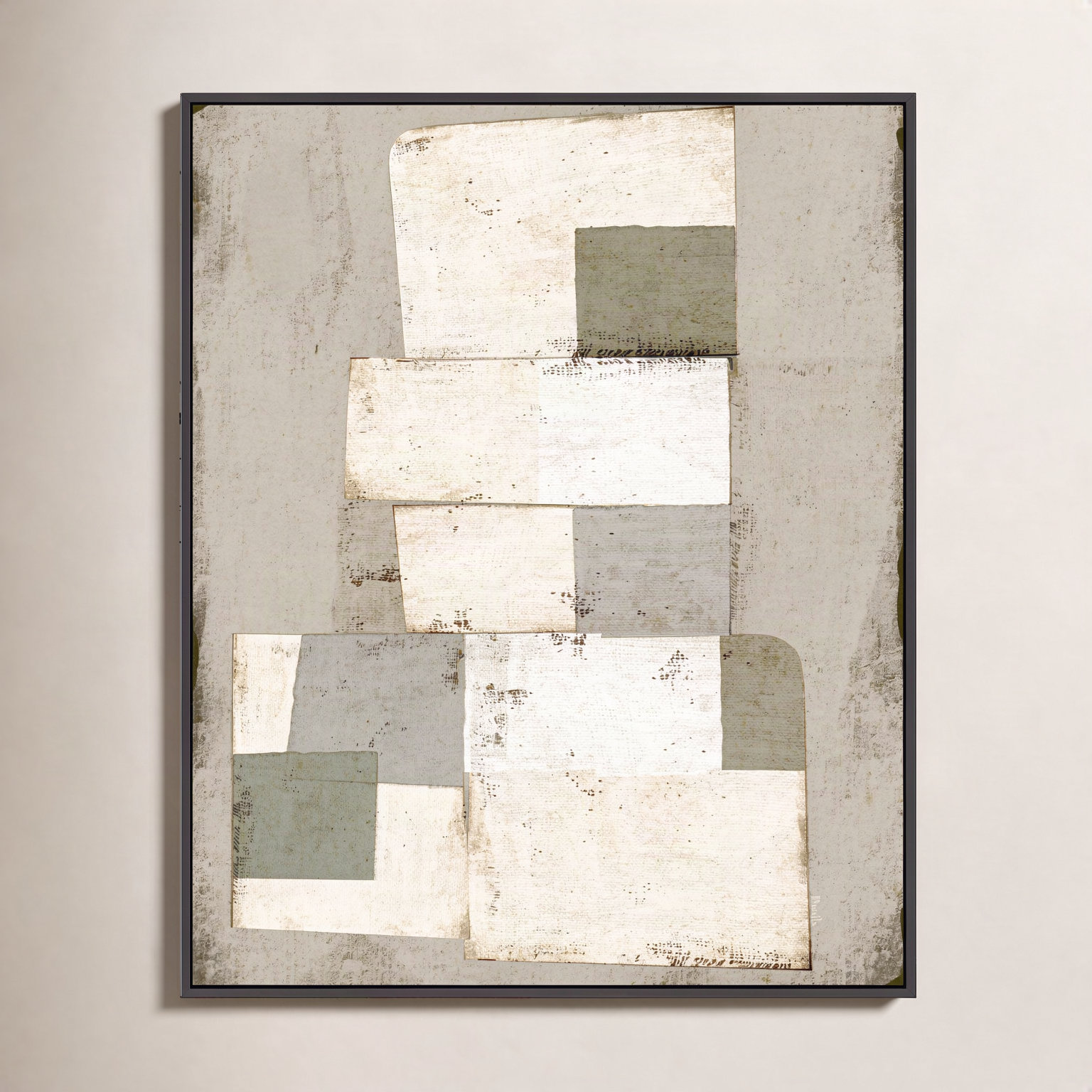 Patchwork Green by Marco Marella for Studio M - Framed Wall Art, 38" H x 30" W, Canvas, Black