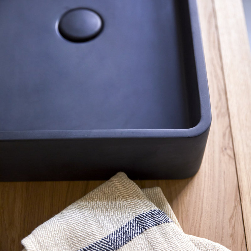 Iris Cream Terrazzo Bathroom Sink, Black