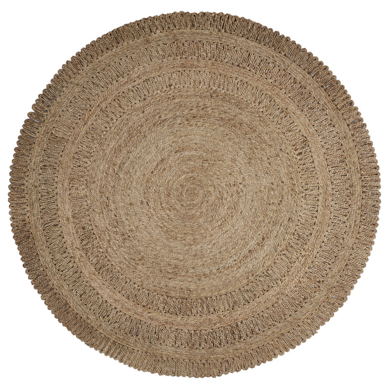 Tapis brun / brun clair en sisal tressé à la main Ariton, Rond 4 pi