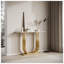Console moderne de 43,3 pouces avec plateau imitation marbre et table d'appoint en métal doré pour le salon, la chambre à coucher et le vestibule - blanc et or
