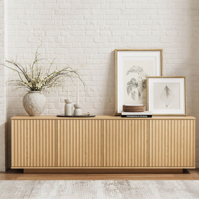 Avalie Fluted TV Stand for TVs up to 70", Cable Management &Adjustable Shelves, Media TV Console
