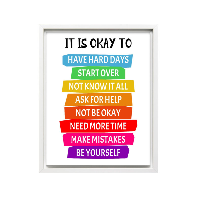 It's Okay to Not Be Okay, Canvas, 18"H x 24"W, White Framed