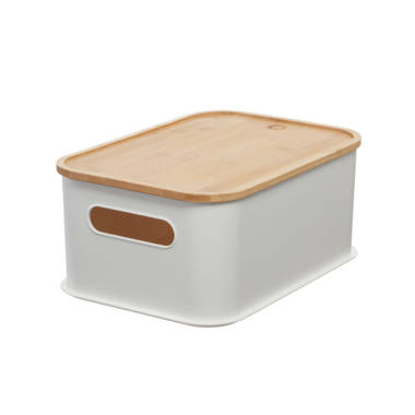 Citylife 2 Packs Plastic Storage Bins with Bamboo lids Stackable Storage  Containers for Organizing 
