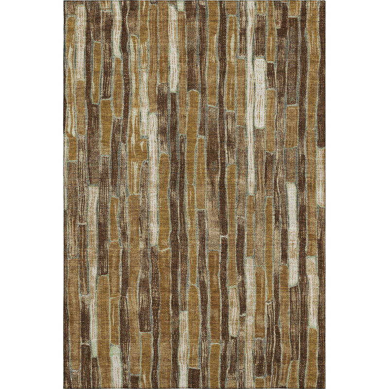 Premium Machine Washable Kumbhar AMF1301 Stripes Rug, Rectangle 5' x 7'6"