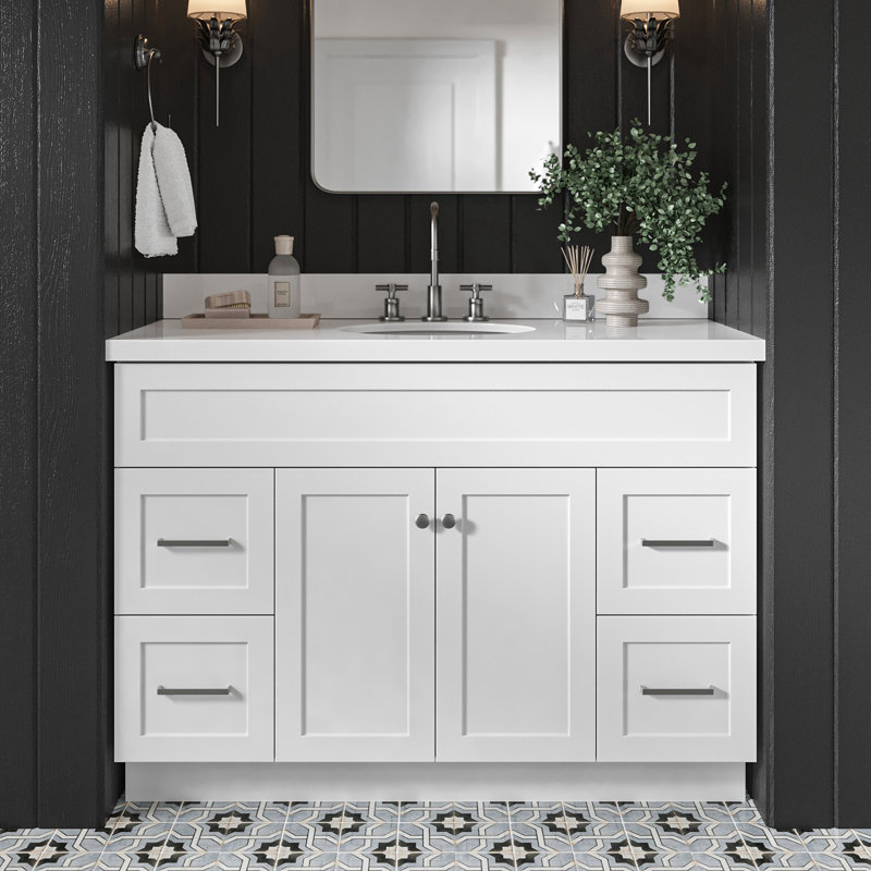 Ensemble de meuble-lavabo simple 49 po Hamlet, Blanc, Blanc
