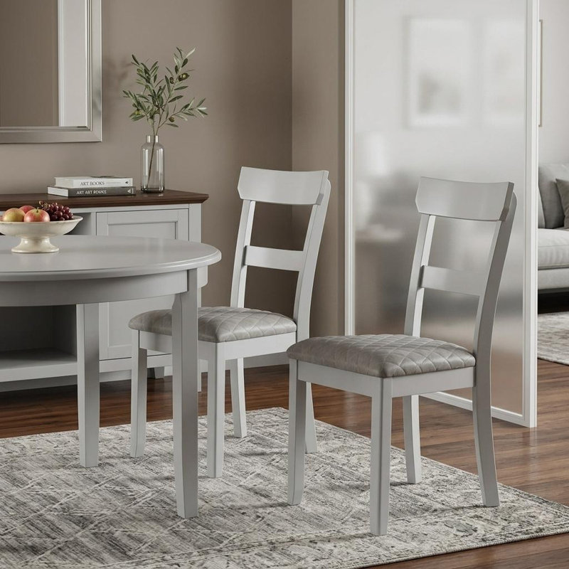 Ensemble de deux chaises d'appoint à dossier ouvert en tissu gris