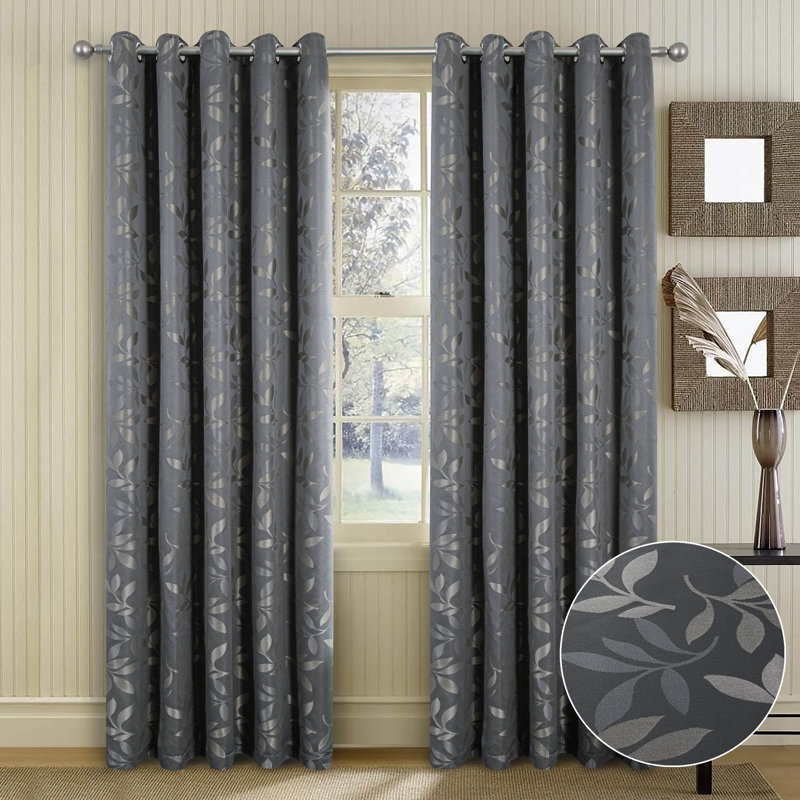 Aonghas Room Darkening Curtain Pair, Grey, 114cm Width x 183cm Drop