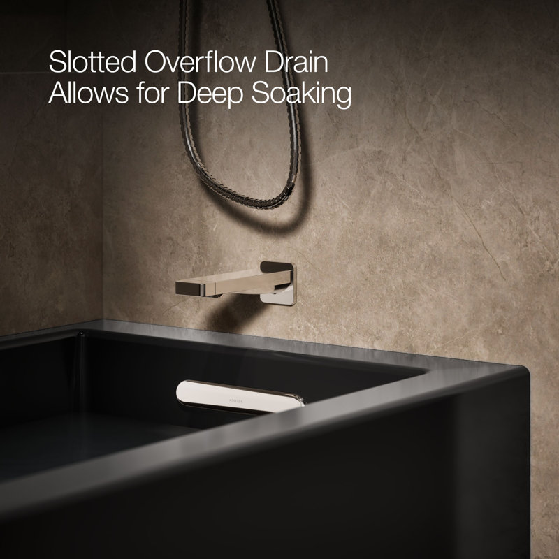 Underscore® 60" x 30" Rectangular Alcove Soaking Bathtub with Slotted Overflow and Integral Apron, Black, Right