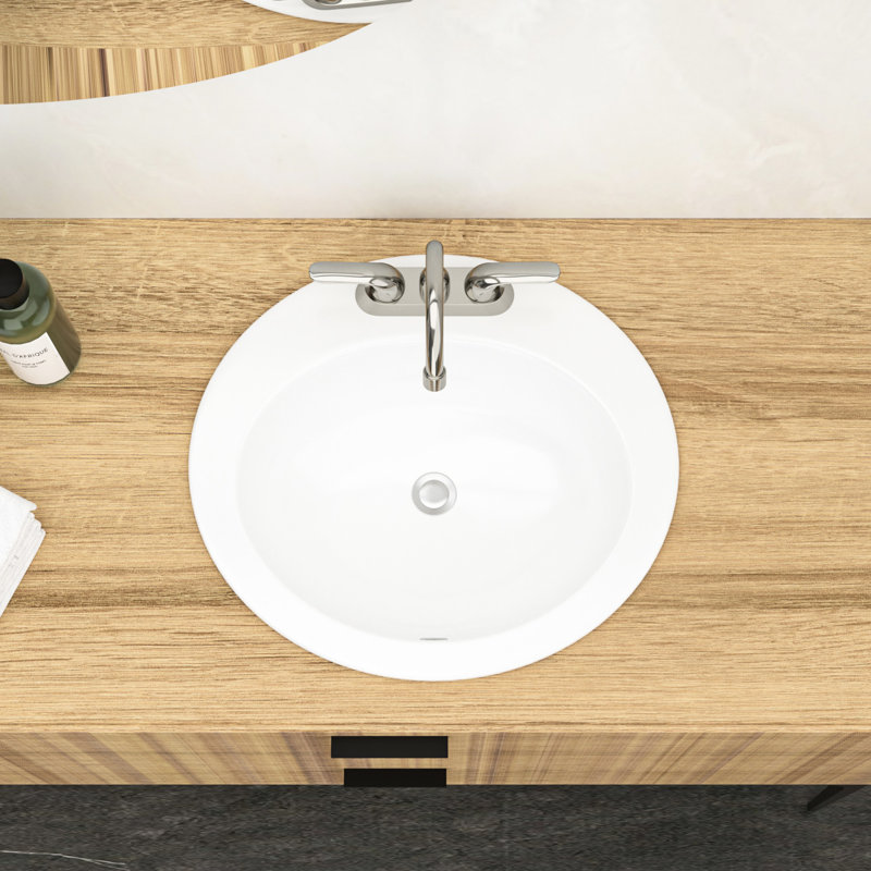 Lavabo de salle de bain ovale encastré en céramique blanche 20 po x 18 po - Moderne, élégant, teinté - pour différents emplacements 20 po x 18 po, design moderne, teinté, divers espaces