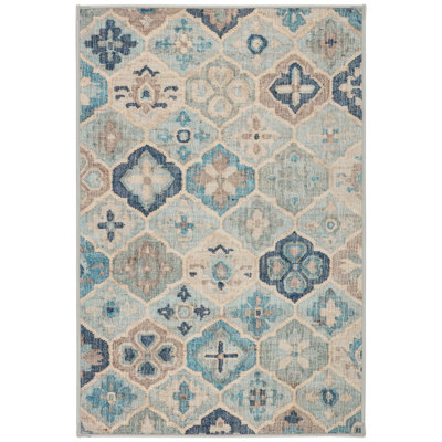 Pali Blue Machine Washable Rug