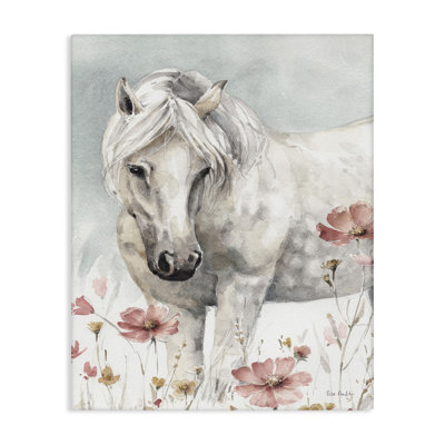 'Beautiful Horse Pink Flower' Print
