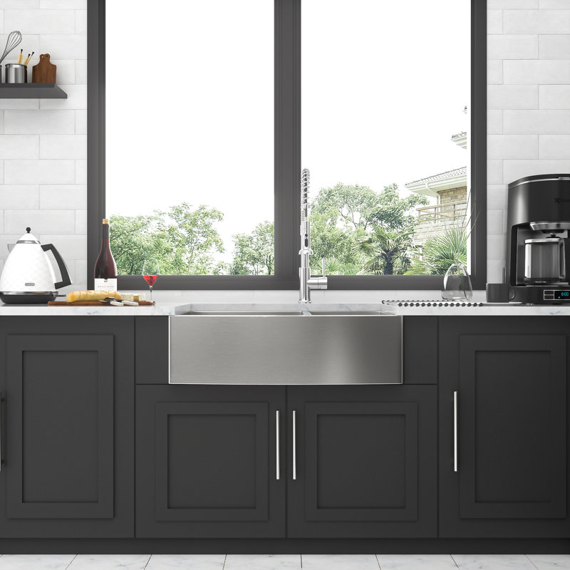 Double Bowl Farmhouse Sink- Stainless Steel Apron Front Kitchen Sink 16 Gauge With Two 9" Deep Basin