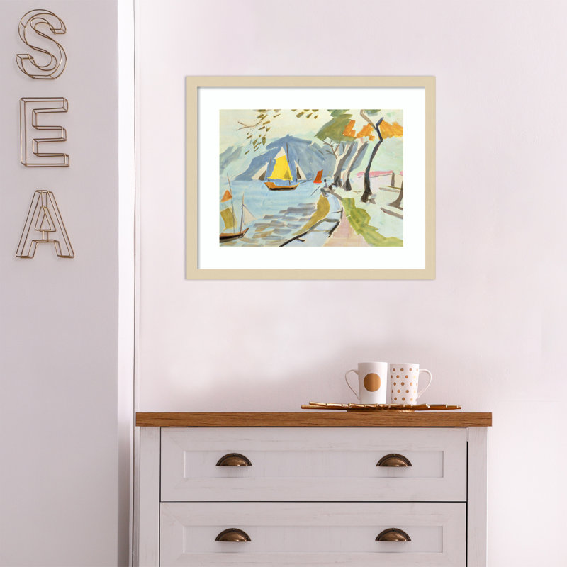 «Macau Shoreline», reproduction encadrée sur papier par Anne Durham, Brun, H 17 po x l 21 po x P 1 po