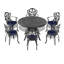 Table de salle à manger 47,56 pouces en fonte d'aluminium pour patio avec cadre noir et trou pour parasol