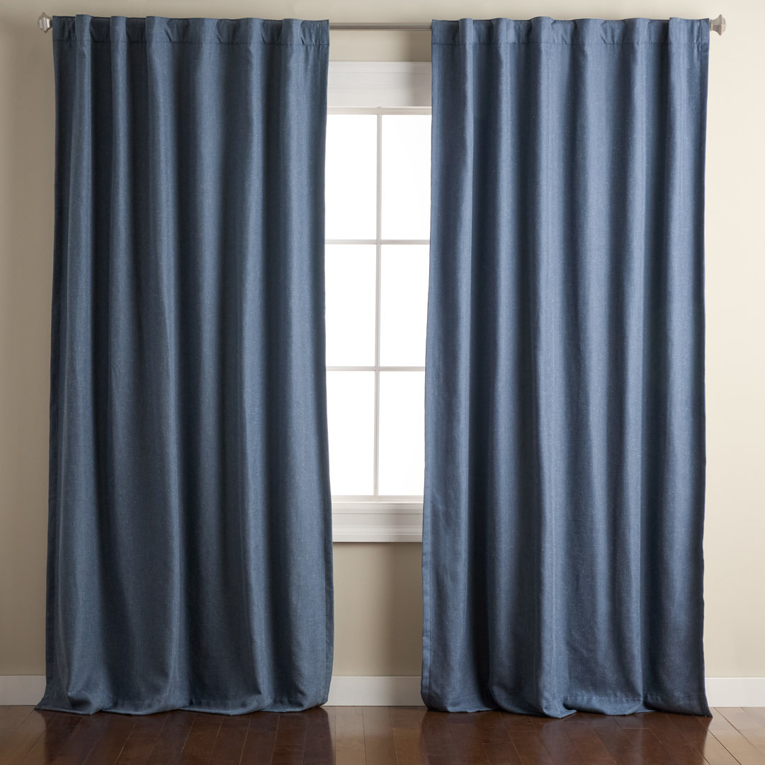 TOWN & COUNTRY LUXE ARLO Solid Linen Texture 100% Blackout Curtains 2-Pack (Set of 2) Town & Country Living Curtain 