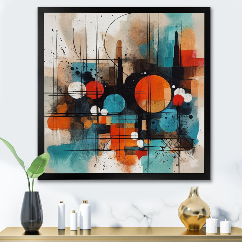 «Corlew Orange Abstracted Geometric Explorations III», reproduction d'art sur toile, H 16 po x l 16 po x P 1 po