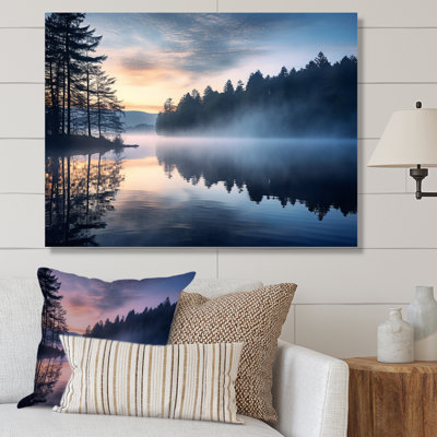 «Morning Mist Sunrise by the Lakeside», reproduction sur toile