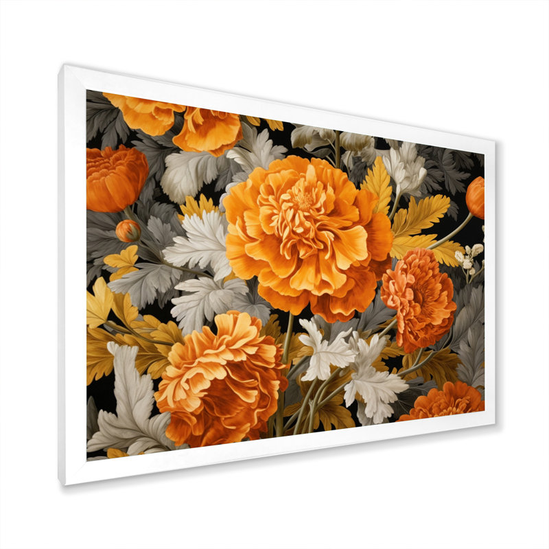 Orange, gris, souci, éclat, H 30 po x l 40 po x P 1,5 po, Cadre simple blanc