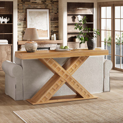 55-Inch Farmhouse Console Table For Entryway Table, Modern Sofa Table For Living Room With Thicken Wood X Base -  Gracie Oaks, 5A5667139A9F44E3A00001327D61F08E