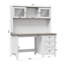 Bureau d'ordinateur en bois Farmhouse l 47 po avec huche et éclairage à DEL, blanc et brun