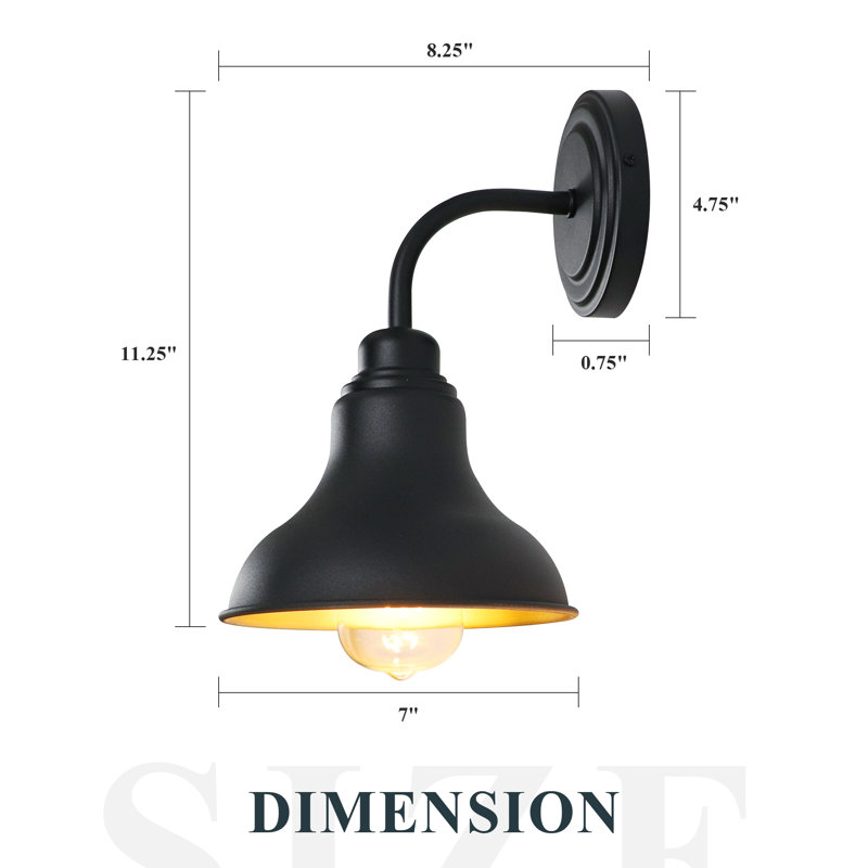 7" 1-Light Framhouse Wall Sconce with Metal Shade (Set of 2)