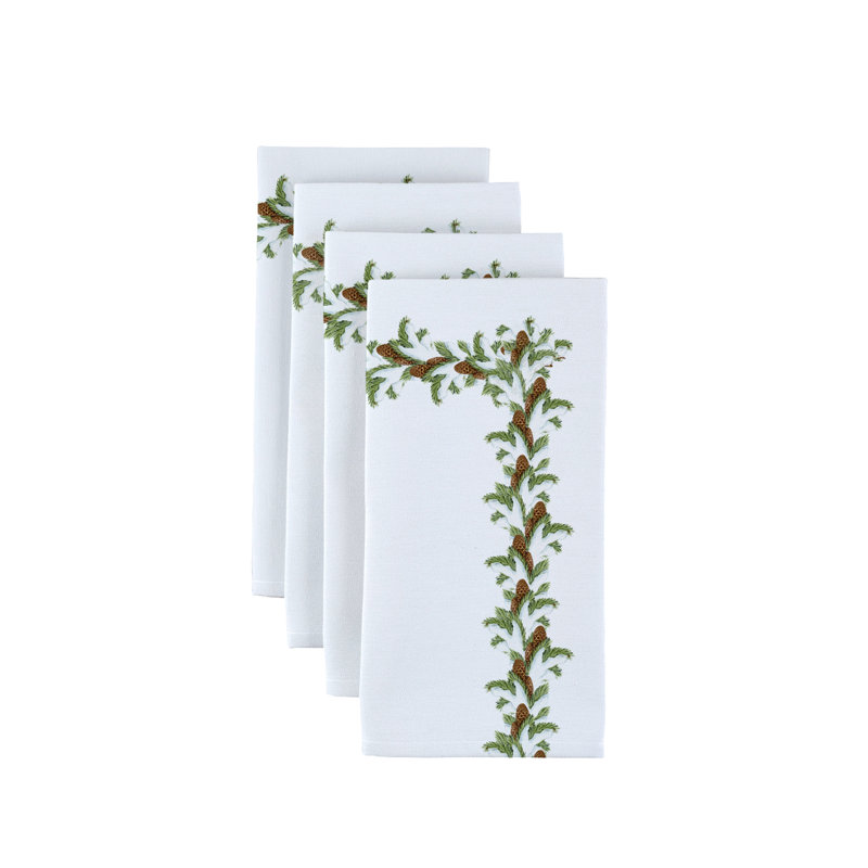 Polyester No Pattern Square Napkin, Pinecone Snow Garland