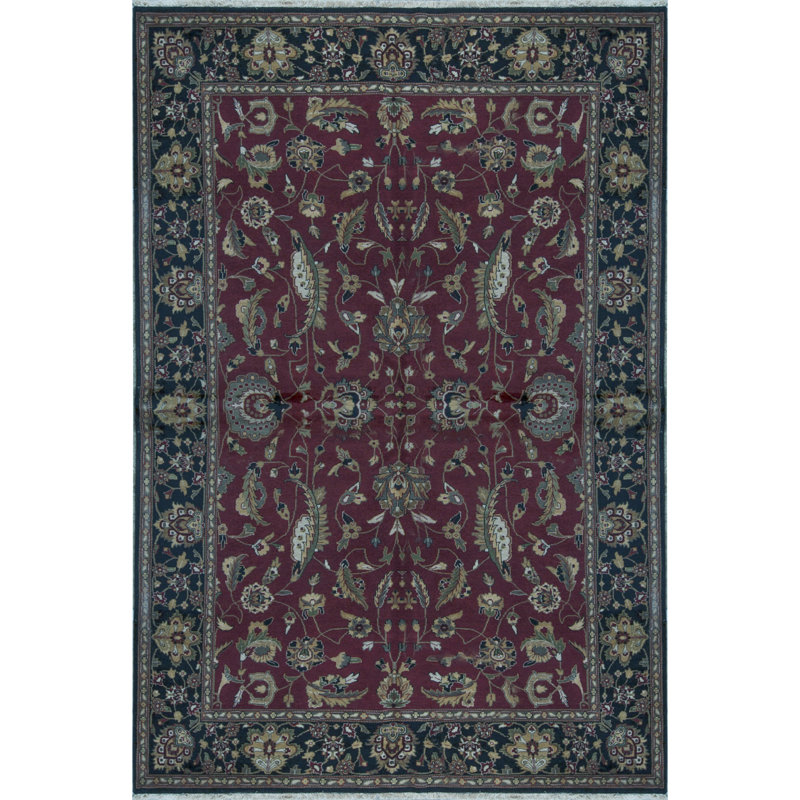 Hand-Knotted High-Quality Wine and Black Area Rug