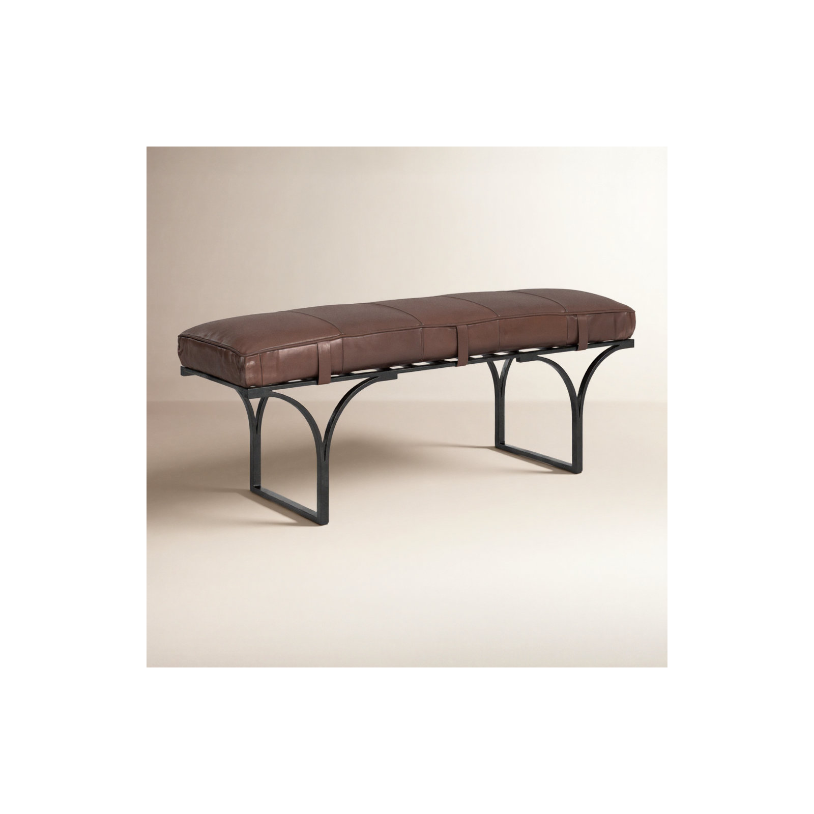 Magnolia Bench, Cocoa Genuine Leather
