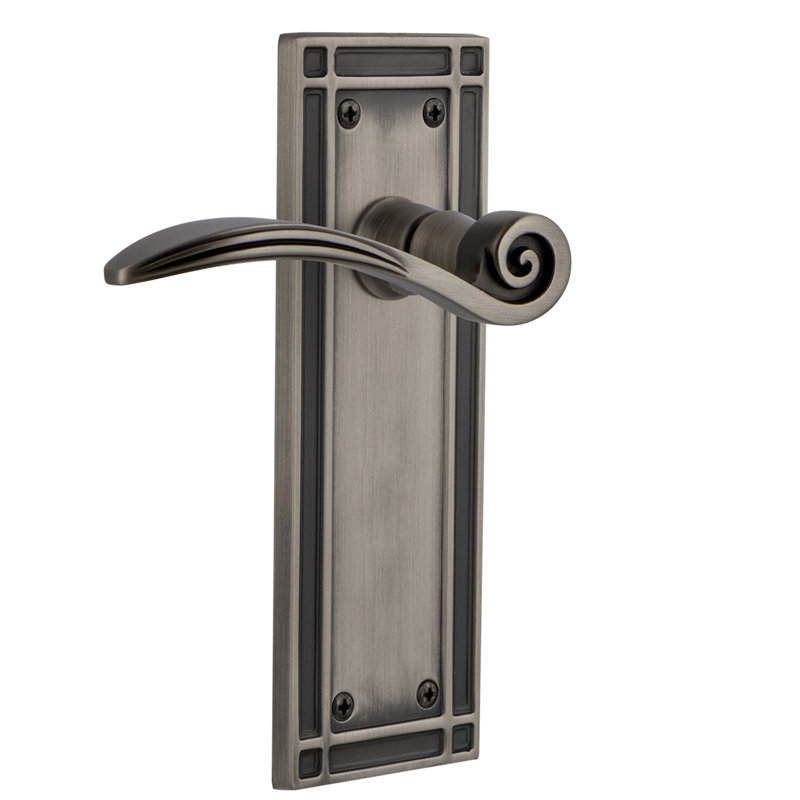 Mission Plate Single Dummy with Swan Lever, Left Handed, Antique Pewter