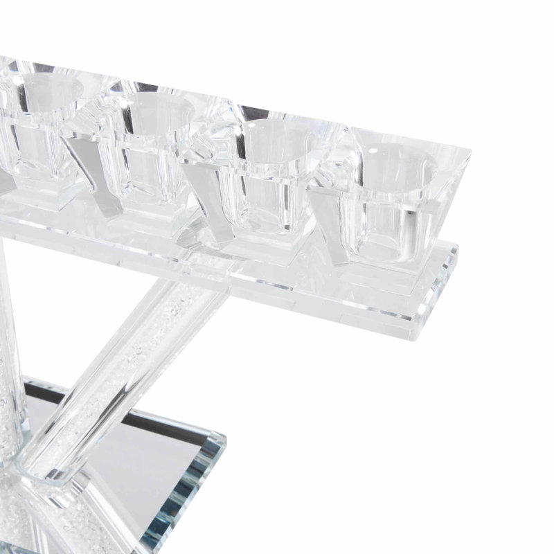 Sparkles Home Vetrina 12" Tabletop Crystal Menorah | Rhinestone Filled Stems | Handcrafted Decor