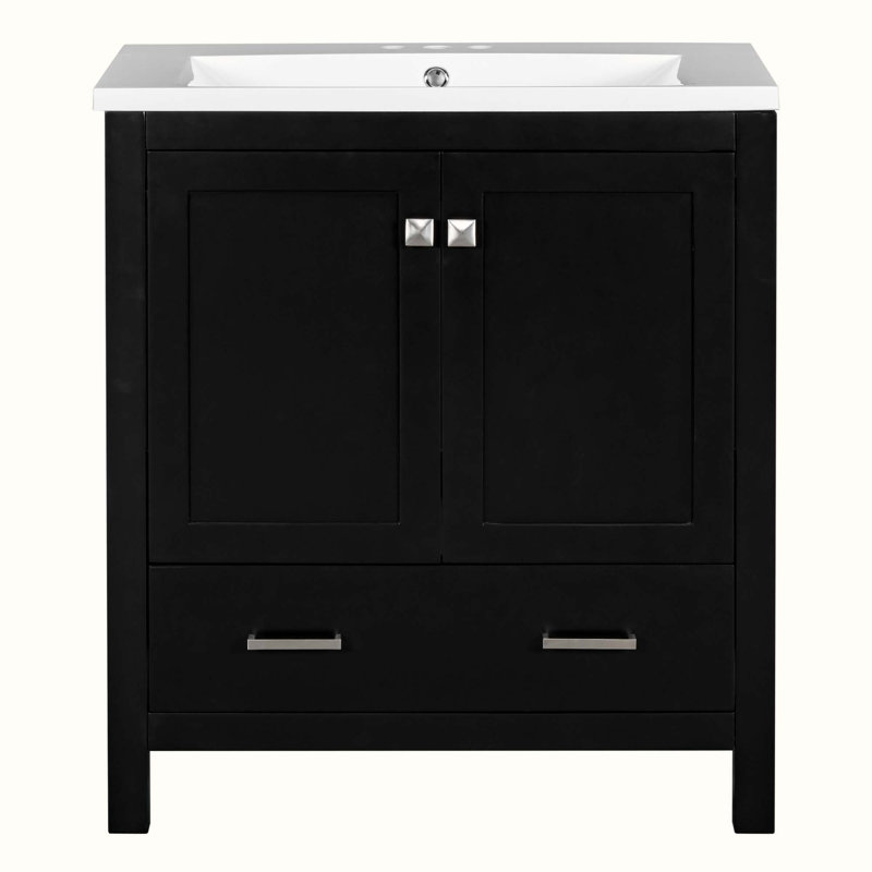 Meuble-lavabo 30 po avec lavabo simple, Noir